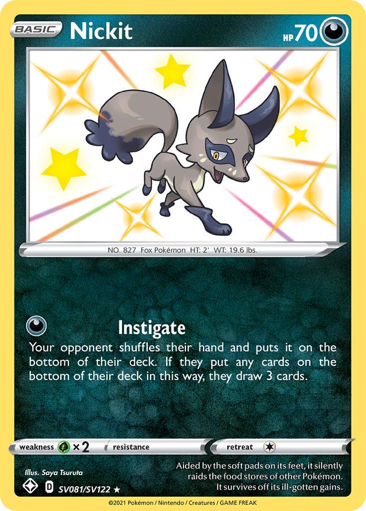 Shining Fates Nickit Pokémon card